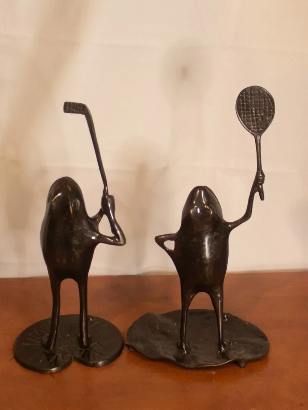 Cast Metal Frog Figurines – Tennis & Hockey – Bard International India – 9”